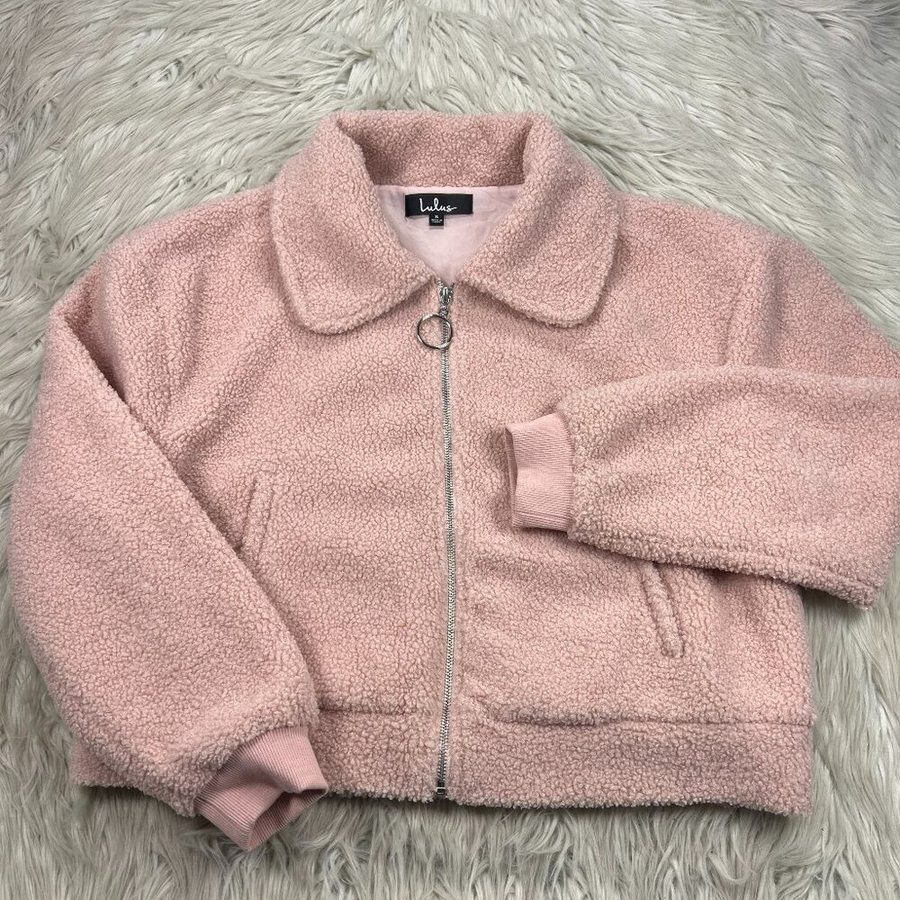Lulu's Sherpa / Boucle Fleece Zip Front Bomber Jacket
